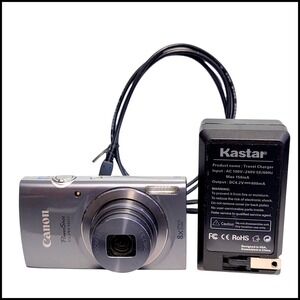 Canon Power Shot ELPH 160 20mp Digital Camera Gray Charger SD‎ Card Cable Tested